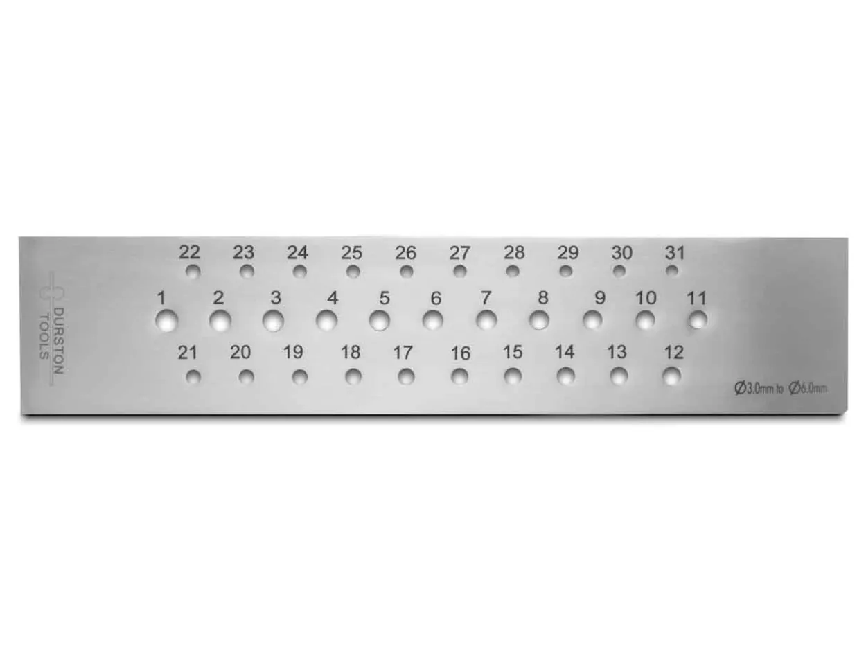 Durston Drawplate, Round, 3.0mm - 6.0mm, 31 Hole