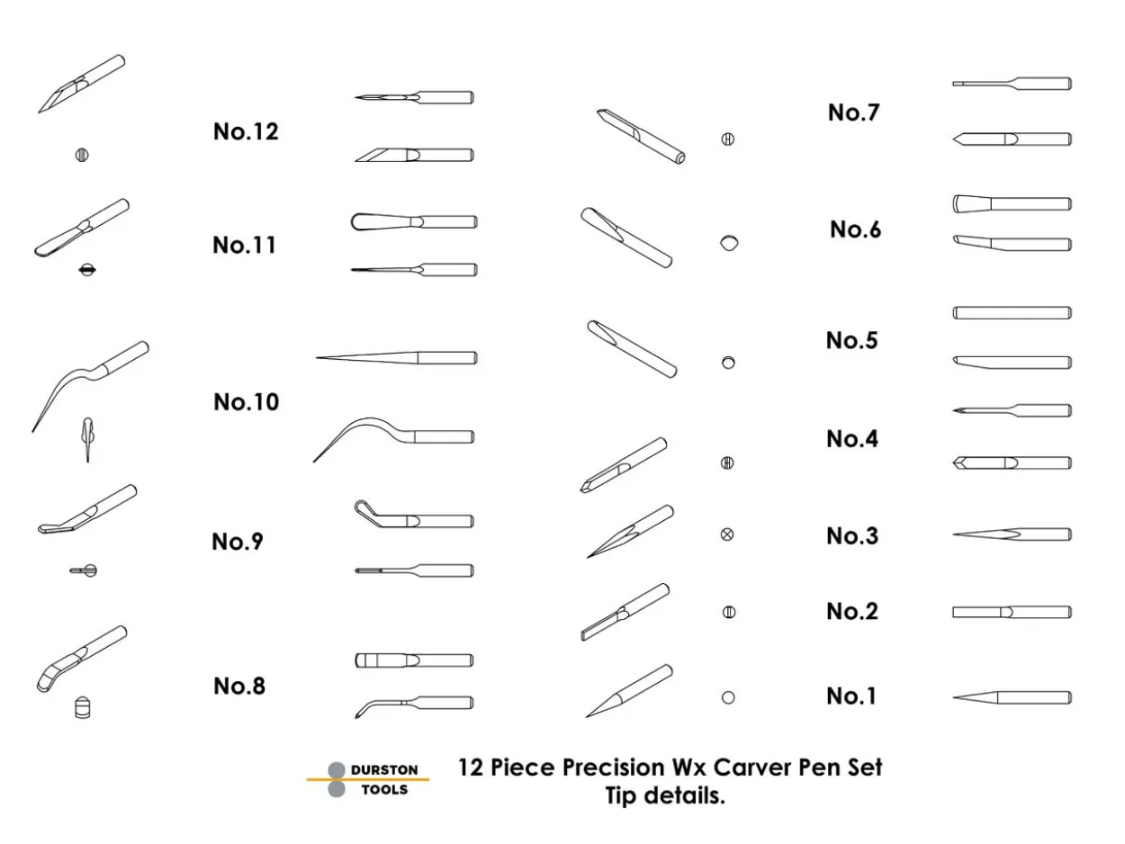 Durston Precision Wax And Clay Carvers, Set Of 12