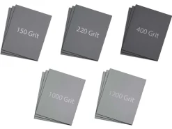 Emery Paper Set Of 5 Grits, 150, 220, 400, 1000 And 1200, Pack of 15