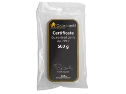 Fine Gold Bar 500g Cast UK Design With A Serial Number, 100% Recycled Gold