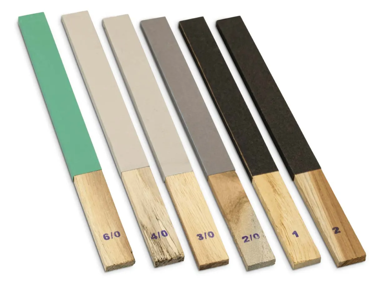 Flat Emery Stick Set, 152mm X 234mm, 6/0, 4/0, 3/0, 2/0, 1 And 2 Grit