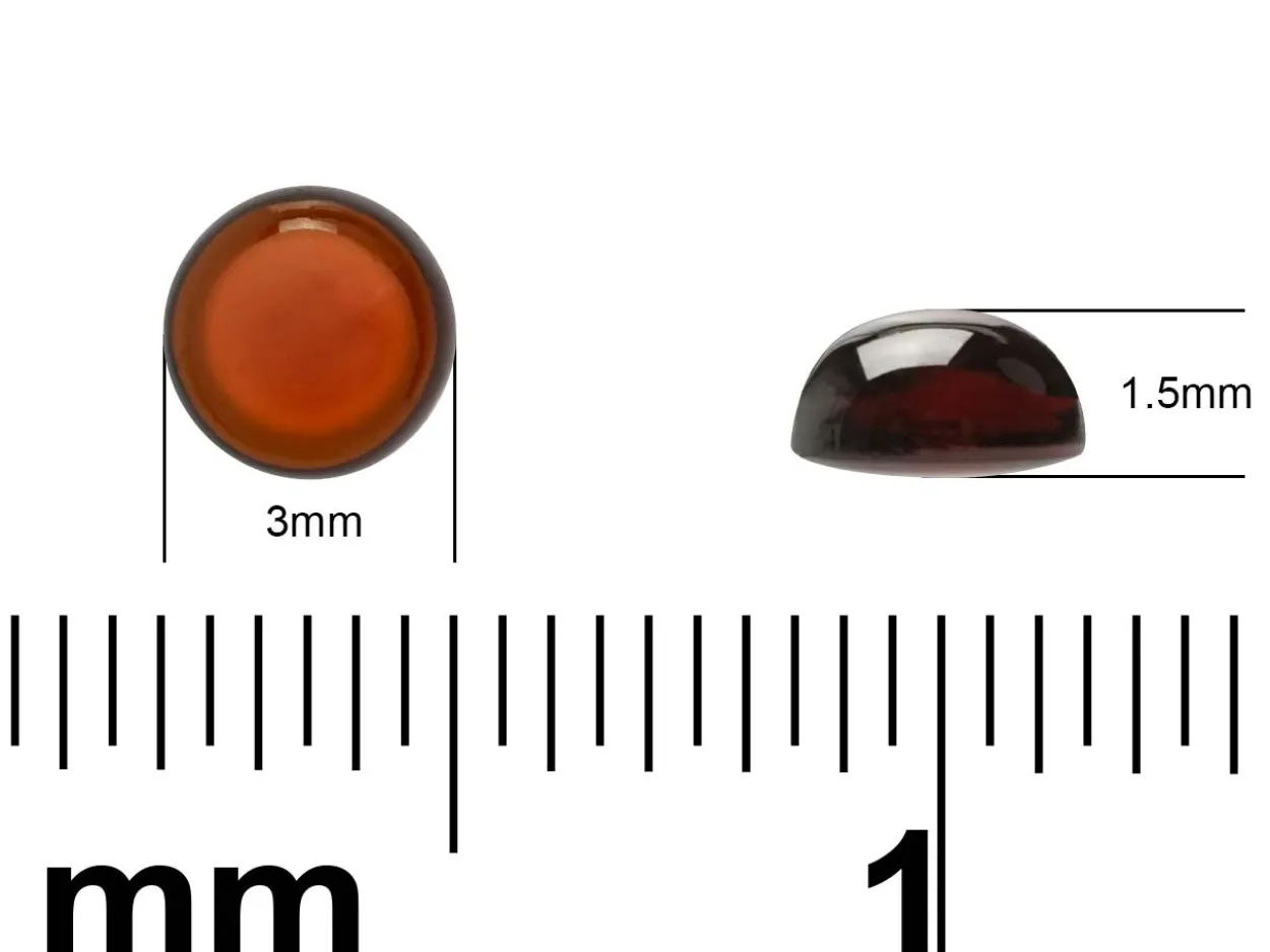 Garnet, Round Cabochon, 3mm