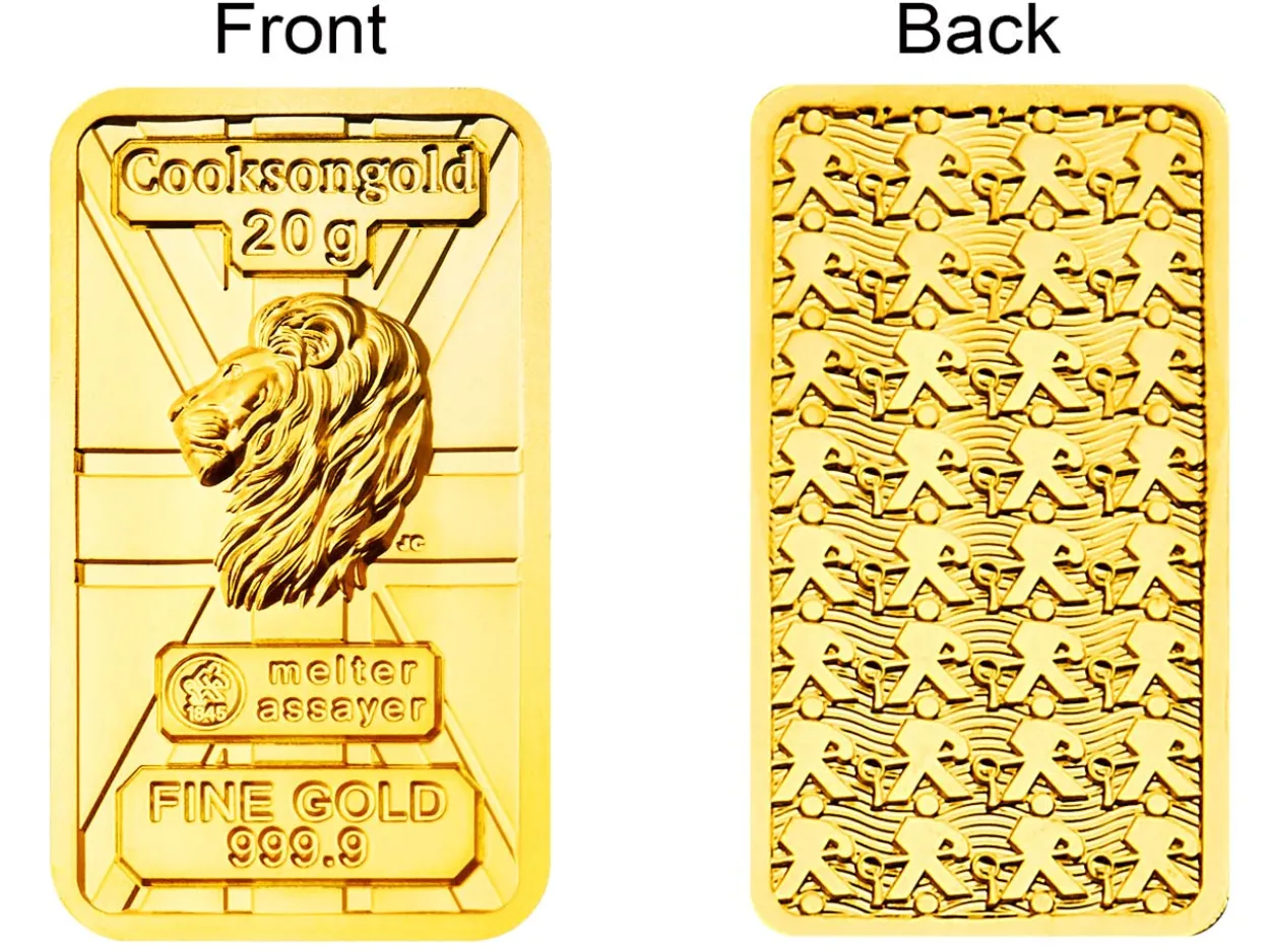 20g Fine Gold Bar 999.9 - High Relief Lion's Head Collection