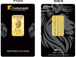 20g Fine Gold Bar 999.9 - High Relief Lion's Head Collection