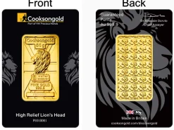 50g Fine Gold Bar 999.9 - High Relief Lion's Head Collection Serialised