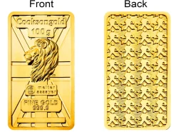 100g Fine Gold Bar 999.9 - High Relief Lion's Head Collection Serialised
