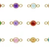 Gold Filled Birthstone Cubic Zirconia Bezel Connectors Set