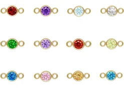Gold Filled Birthstone Cubic Zirconia Bezel Connectors Set