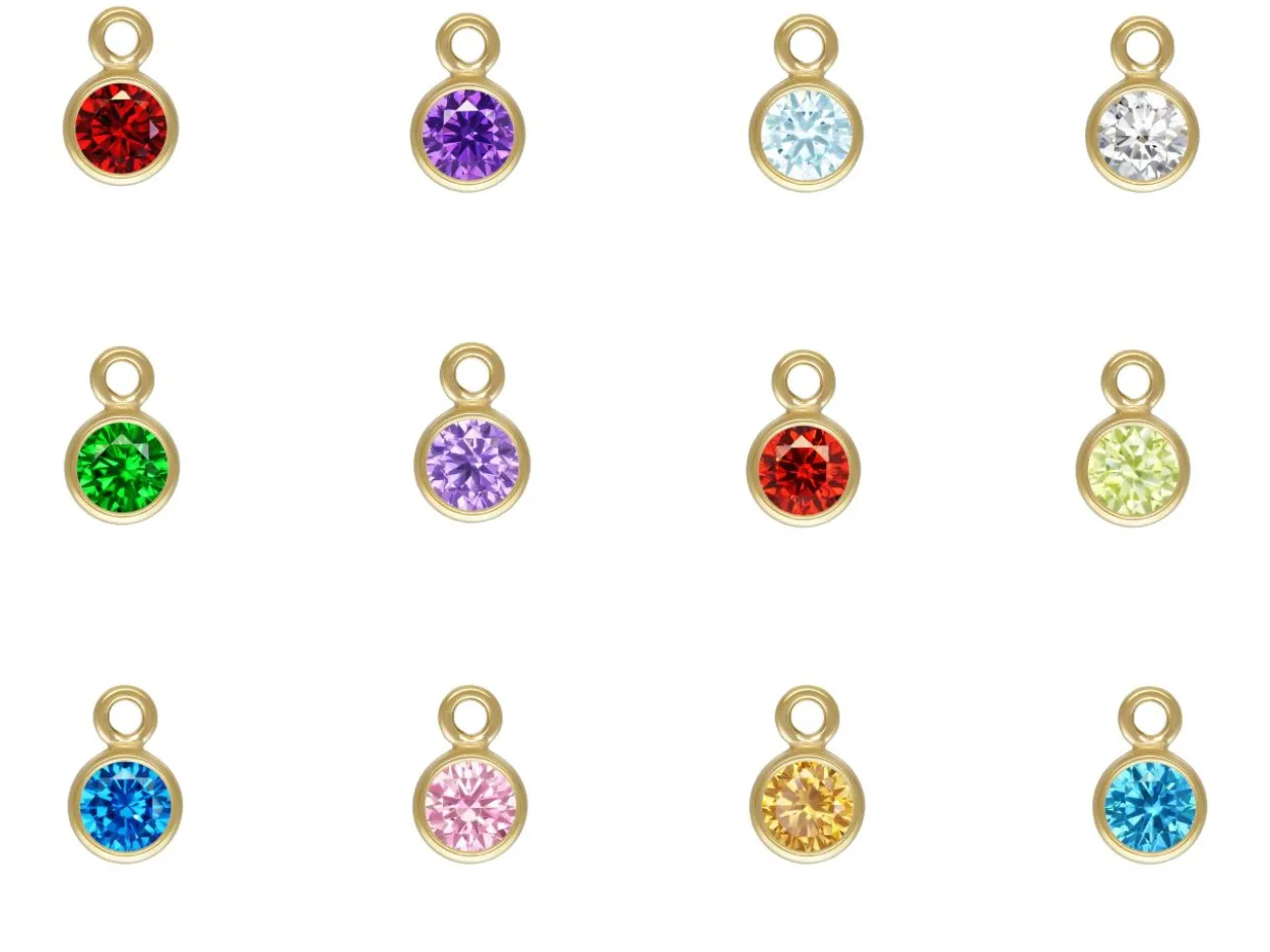 Gold Filled Birthstone Cubic Zirconia Bezel Drop Connectors Set