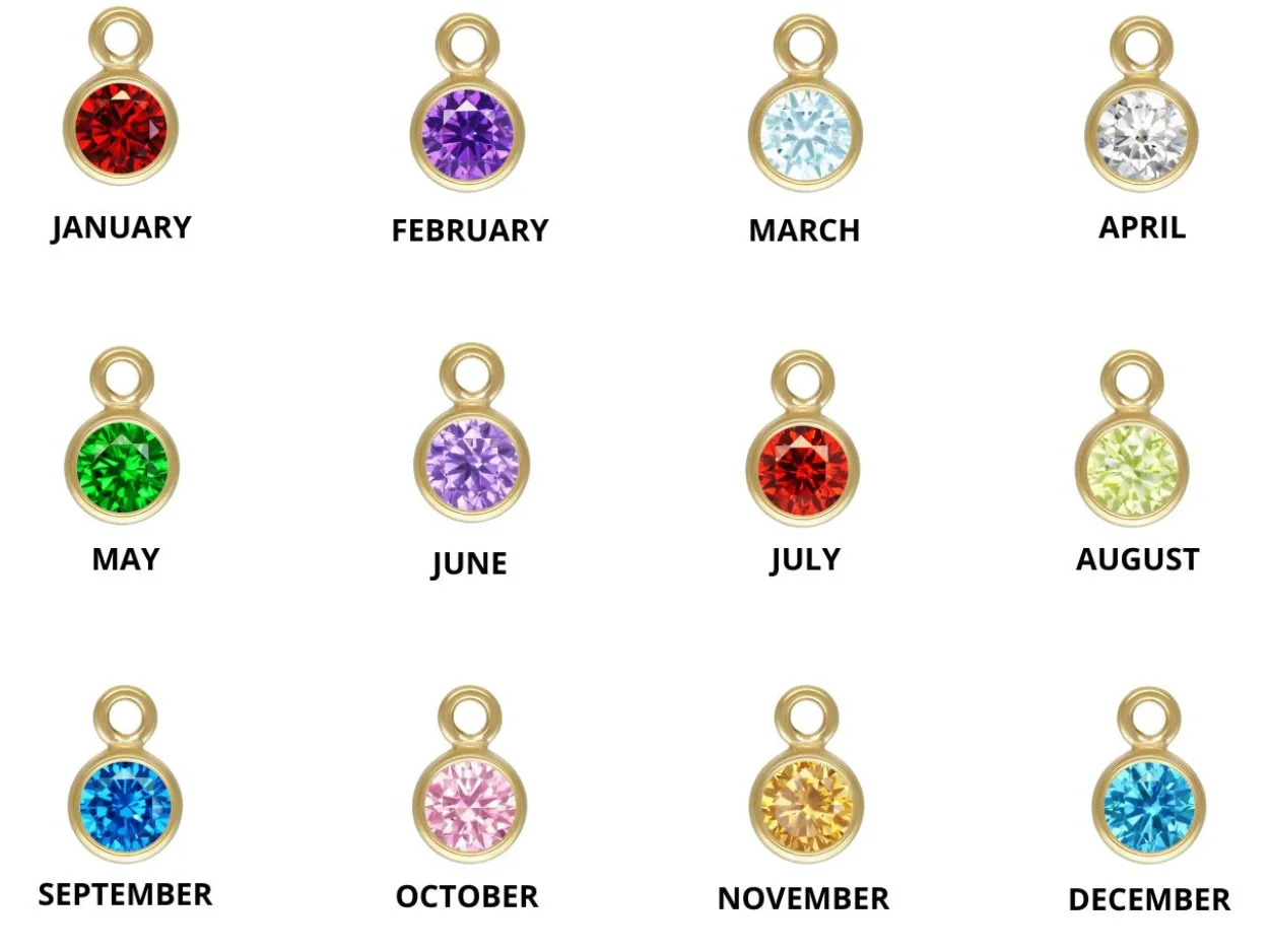 Gold Filled Birthstone Cubic Zirconia Bezel Drop Connectors Set