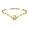 Gold Filled Chevron With 2mm White Cubic Zirconia Ring Small