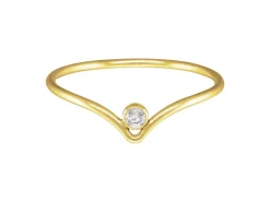 Gold Filled Chevron With 2mm White Cubic Zirconia Ring Small