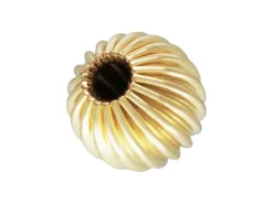 Gold Filled Corrugated Round 2 Hole Bead 5mm Pack of 5