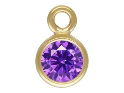 Gold Filled Cubic Zirconia Bezel Drop Connector Amethyst 3mm