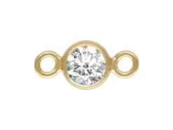 Gold Filled Cubic Zirconia Bezel Connector White 3mm