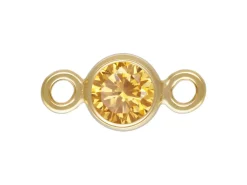 Gold Filled Cubic Zirconia Bezel Connector Champagne 3mm