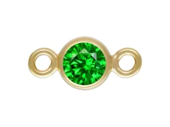 Gold Filled Cubic Zirconia Bezel Connector Green 3mm