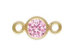 Gold Filled Cubic Zirconia Bezel Connector Pink 3mm