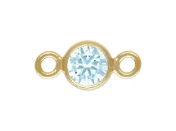 Gold Filled Cubic Zirconia Bezel Connector Aquamarine 3mm