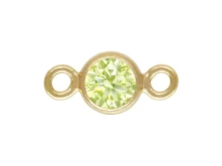 Gold Filled Cubic Zirconia Bezel Connector Peridot 3mm