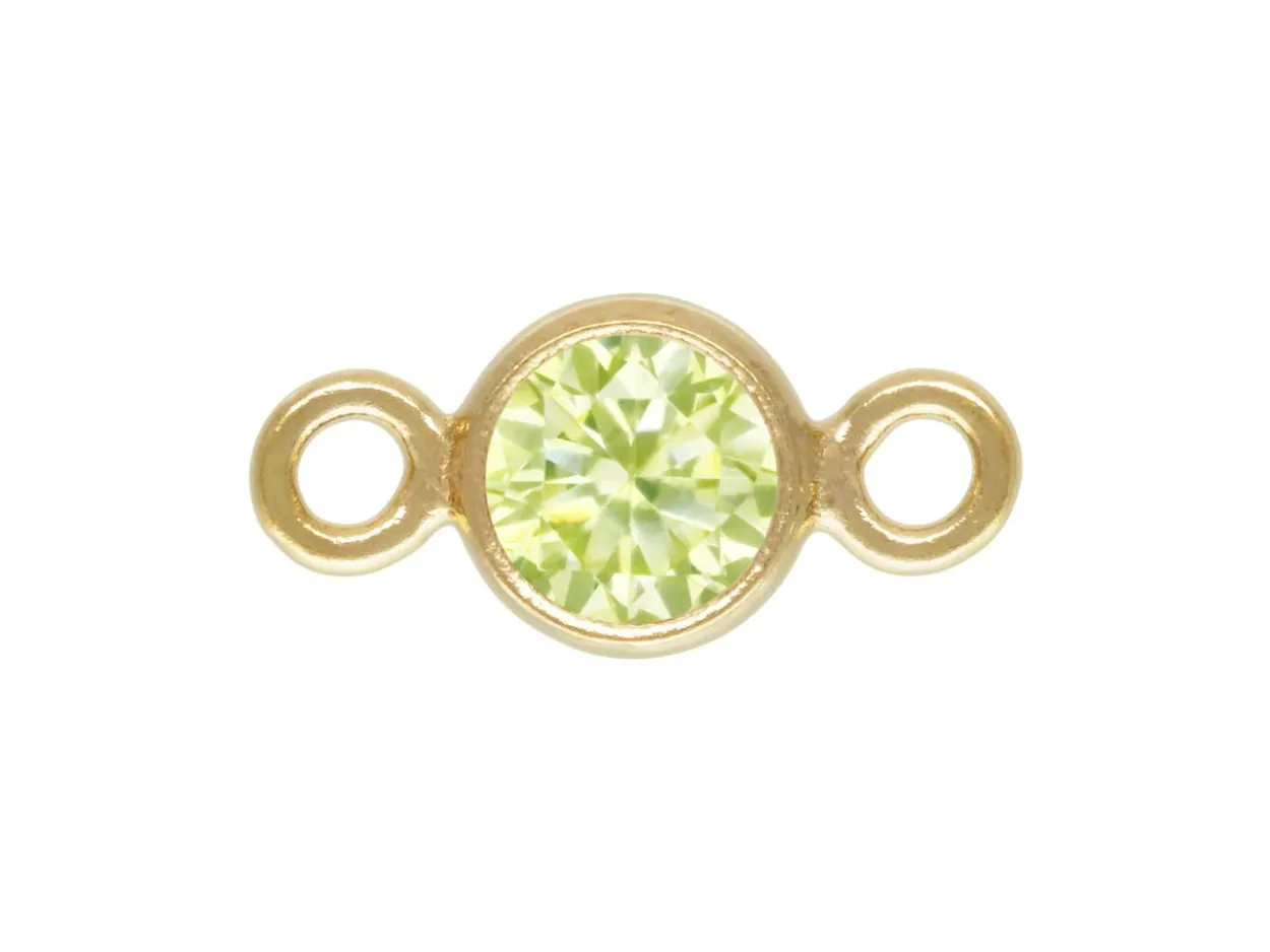 Gold Filled Cubic Zirconia Bezel Connector Peridot 3mm