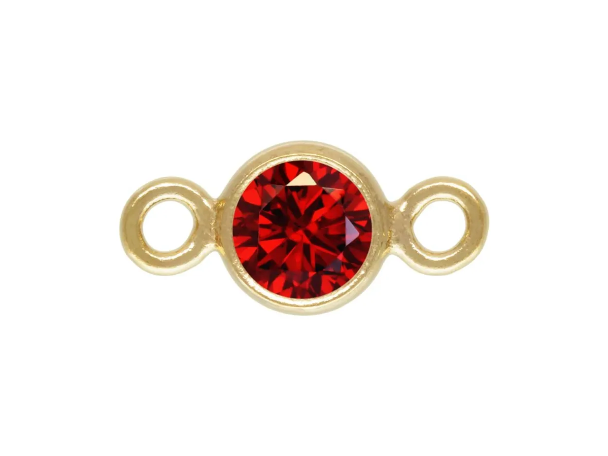 Gold Filled Cubic Zirconia Bezel Connector Garnet 3mm