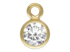 Gold Filled Cubic Zirconia Bezel Drop Connector White 3mm