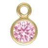 Gold Filled Cubic Zirconia Bezel Drop Connector Pink 3mm