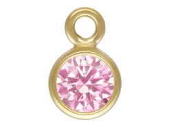 Gold Filled Cubic Zirconia Bezel Drop Connector Pink 3mm