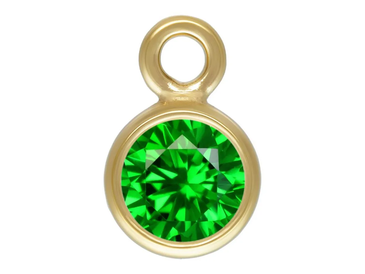 Gold Filled Cubic Zirconia Bezel Drop Connector Green 3mm
