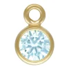 Gold Filled Cubic Zirconia Bezel Drop Connector Aquamarine 3mm