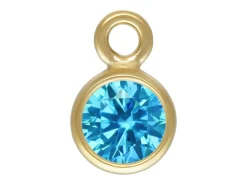 Gold Filled Cubic Zirconia Bezel Drop Connector Swiss Blue 3mm