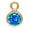 Gold Filled Cubic Zirconia Bezel Drop Connector Aqua Blue 3mm