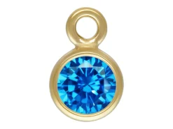 Gold Filled Cubic Zirconia Bezel Drop Connector Aqua Blue 3mm