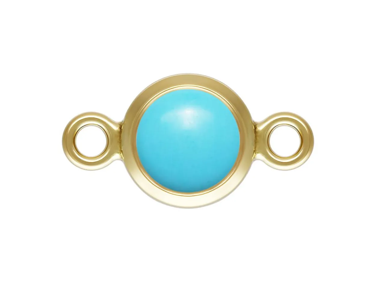 Gold Filled Cubic Zirconia Bezel Connector Imitation Turquoise 4mm