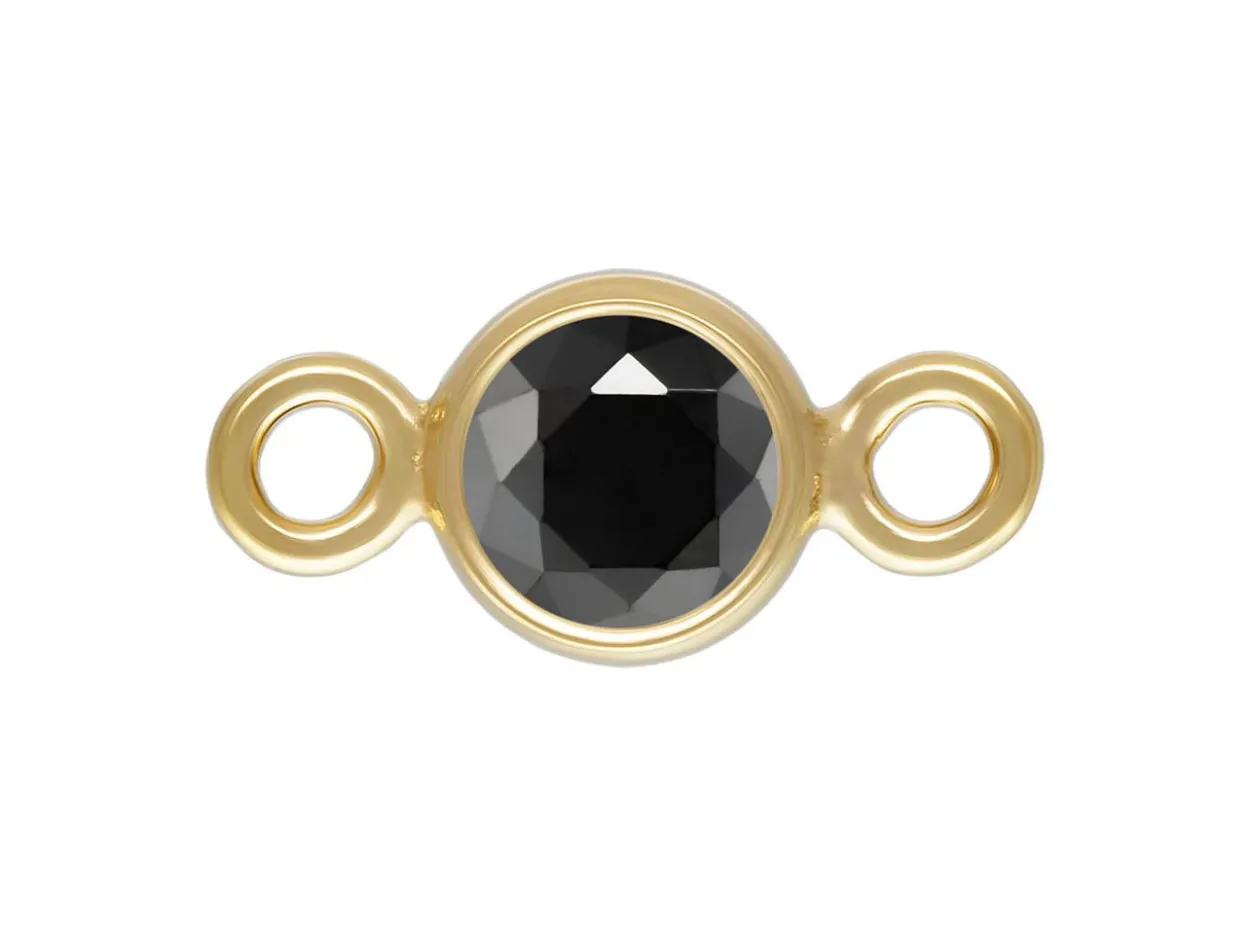 Gold Filled Cubic Zirconia Bezel Connector Black 3mm