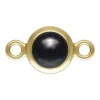 Gold Filled Cubic Zirconia Bezel Connector Imitation Black Onyx 4mm