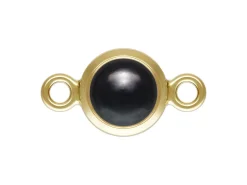 Gold Filled Cubic Zirconia Bezel Connector Imitation Black Onyx 4mm