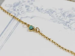 Gold Filled Cubic Zirconia Heart Bezel Connector Aquamarine, 3mm