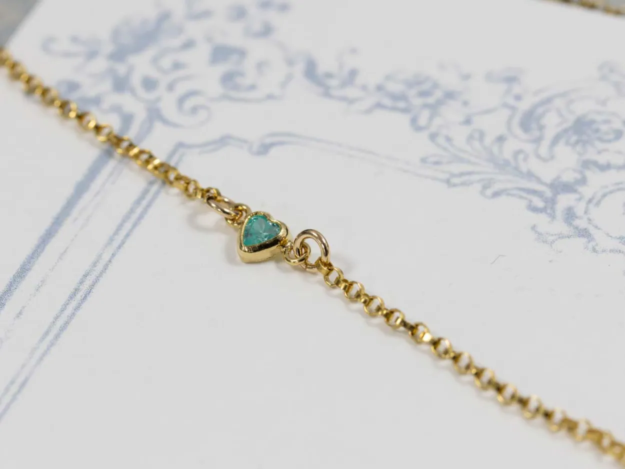 Gold Filled Cubic Zirconia Heart Bezel Connector Aquamarine, 3mm