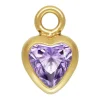 Gold Filled Cubic Zirconia Heart Bezel Drop Connector Light Amethyst, 3mm