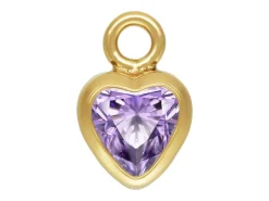 Gold Filled Cubic Zirconia Heart Bezel Drop Connector Light Amethyst, 3mm