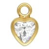 Gold Filled Cubic Zirconia Heart Bezel Drop Connector White 3mm
