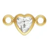 Gold Filled Cubic Zirconia Heart Bezel Connector White, 3mm