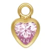 Gold Filled Cubic Zirconia Heart Bezel Drop Connector Pink, 3mm