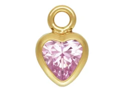 Gold Filled Cubic Zirconia Heart Bezel Drop Connector Pink, 3mm