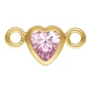 Gold Filled Cubic Zirconia Heart Bezel Connector Pink, 3mm