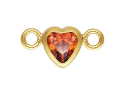 Gold Filled Cubic Zirconia Heart Bezel Connector Ruby, 3mm