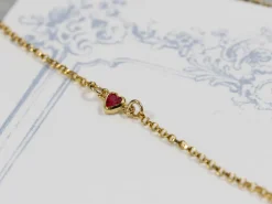 Gold Filled Cubic Zirconia Heart Bezel Connector Ruby, 3mm
