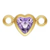 Gold Filled Cubic Zirconia Heart Bezel Connector Light Amethyst, 3mm